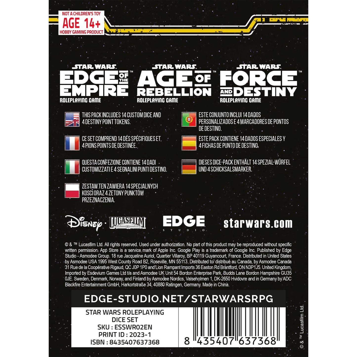 Star Wars Roleplaying Dice - Bộ Xúc Xắc Trò Chơi Nhập Vai - Edge Studio