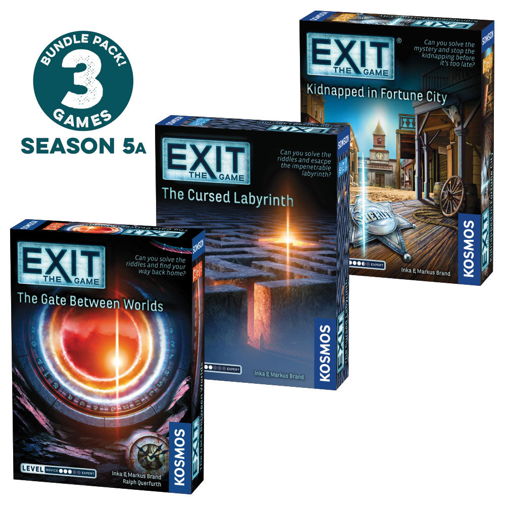EXIT: The Game, Season 5a Three-Pack: The Gate Between Worlds, The Cursed Labyrinth & Kidnapped in Fortune City - Combo 3 Trò Chơi Escape Room - Thames & Kosmos - Hình ảnh sản phẩm