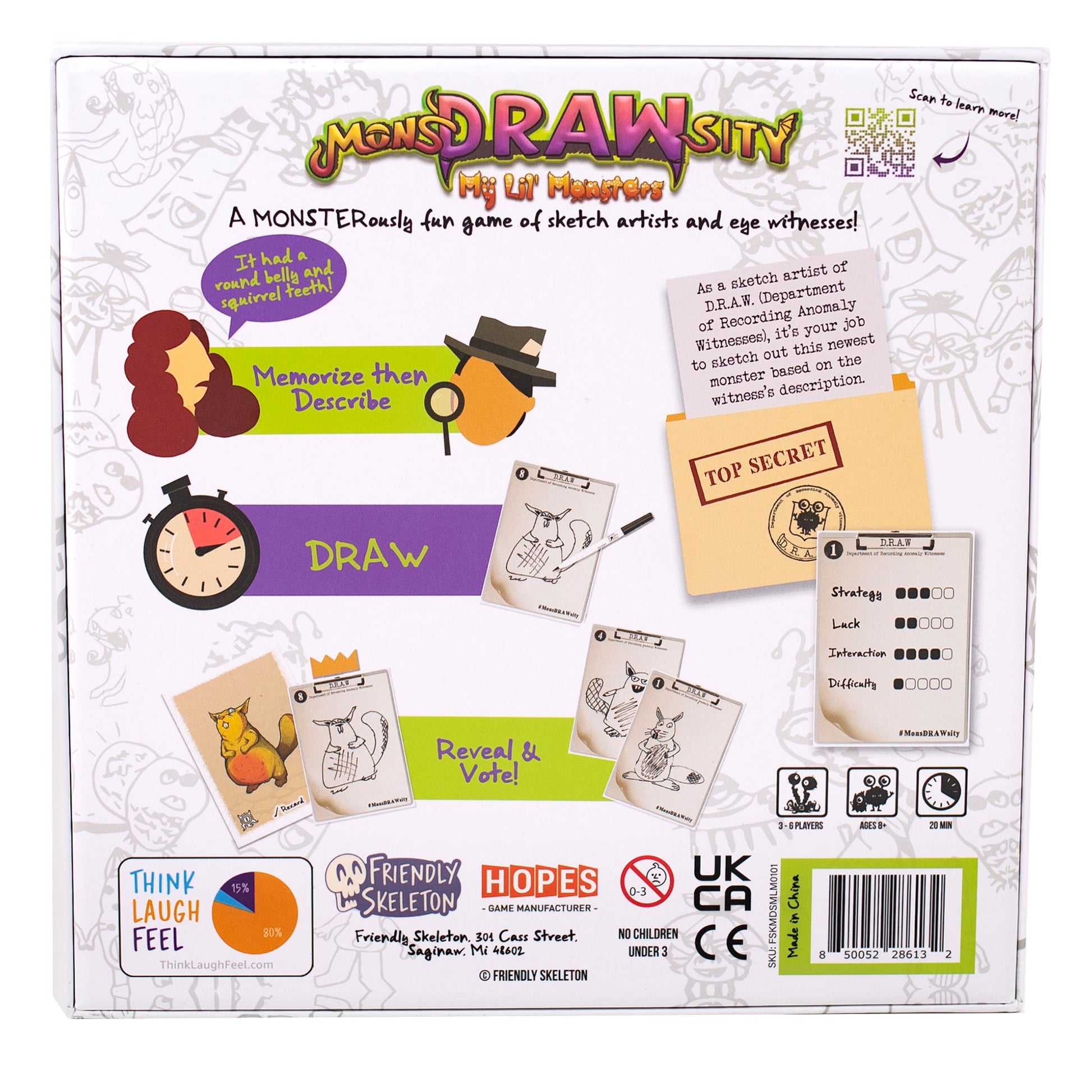MonsDRAWsity: My Lil' Monsters - Board Game Vẽ Tranh & Trí Nhớ Cho Trẻ Em - Friendly Skeleton - Góc nhìn khác 3