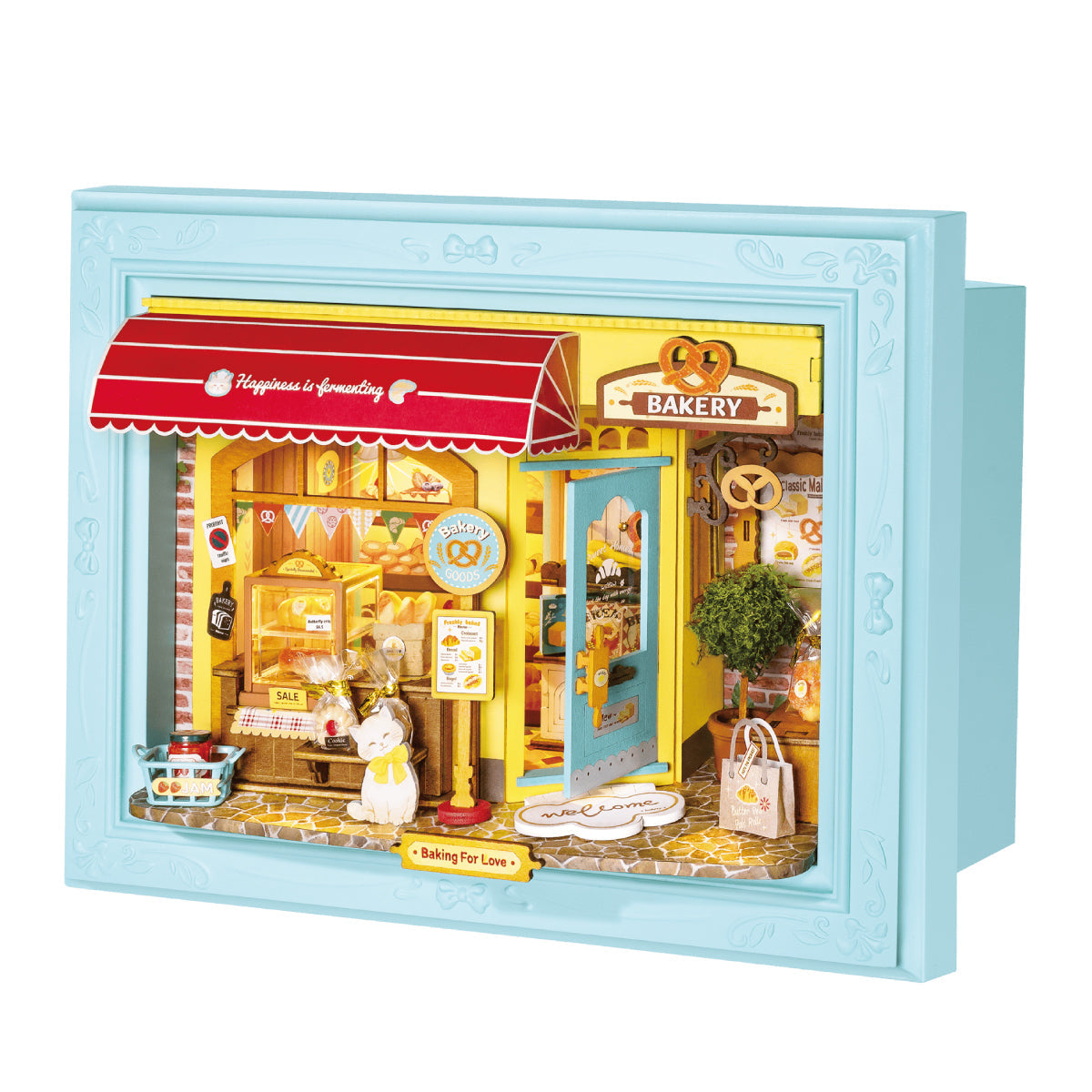 Rolife Fluffy Cat Bakery 3D Wooden Puzzle DP001 - Mô hình gỗ 3D lắp ráp có đèn LED - Rolife