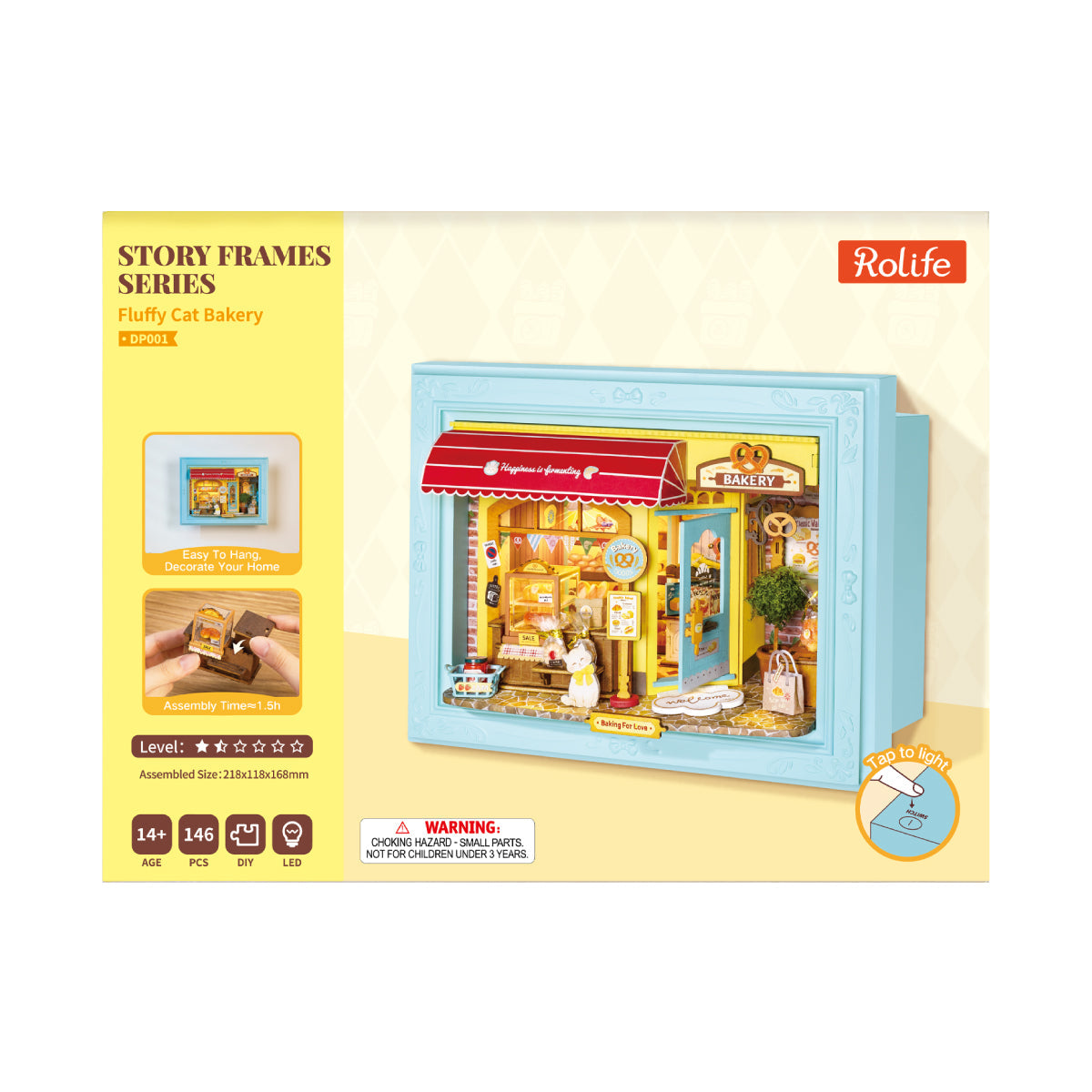 Rolife Fluffy Cat Bakery 3D Wooden Puzzle DP001 - Mô hình gỗ 3D lắp ráp có đèn LED - Rolife