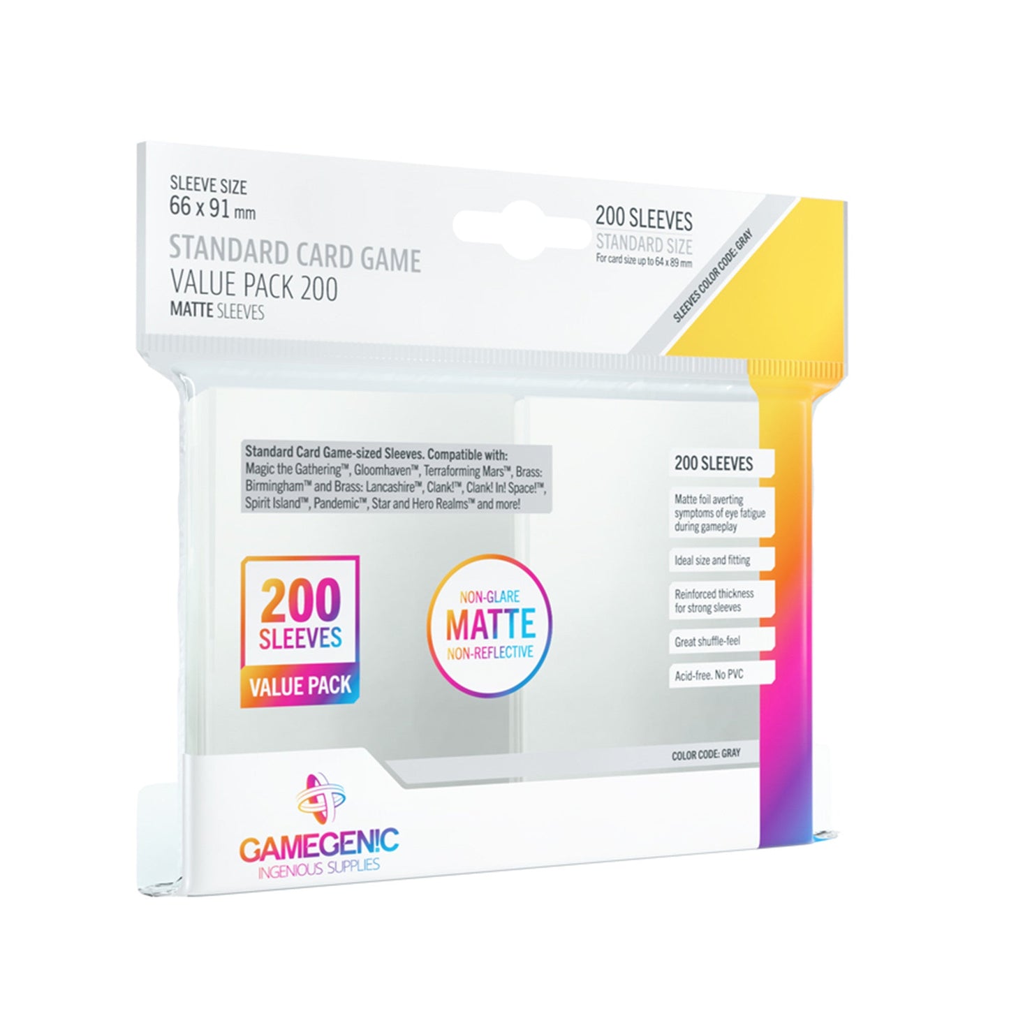 Matte Sleeves Standard Card Game-Size Value Pack 200
