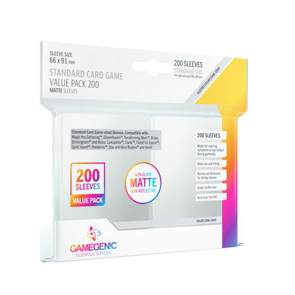 Matte Sleeves Standard Card Game-Size Value Pack 200