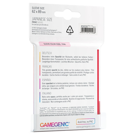 PRIME Japanese Sized Sleeves Red - Bọc bài bảo vệ thẻ bài Japanese Size - Gamegenic