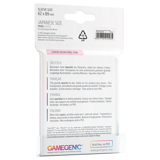 PRIME Japanese Sized Sleeves White - Bao Bảo Vệ Thẻ Bài Kích Thước Nhỏ - Gamegenic