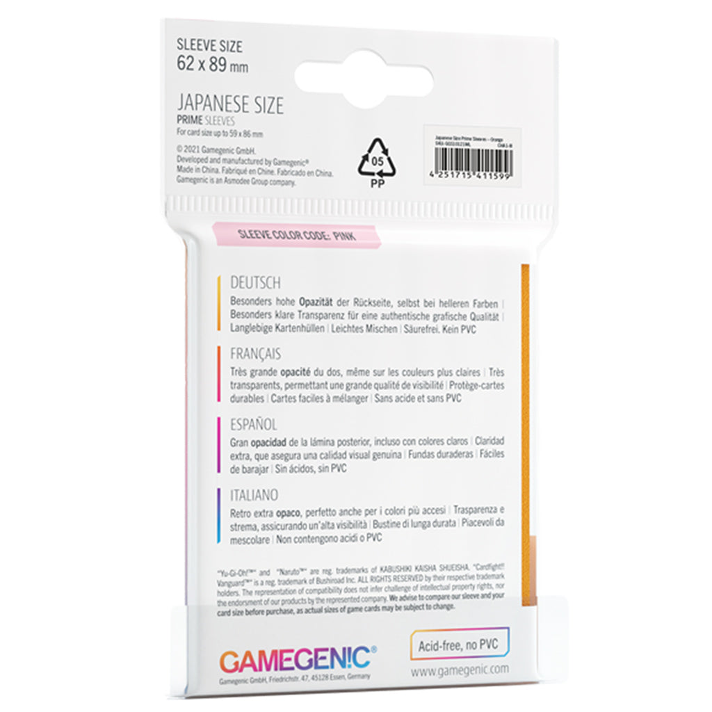 PRIME Japanese Sized Sleeves Orange - Bọc bài kích thước Nhật Bản - Gamegenic - Hình ảnh chi tiết 2