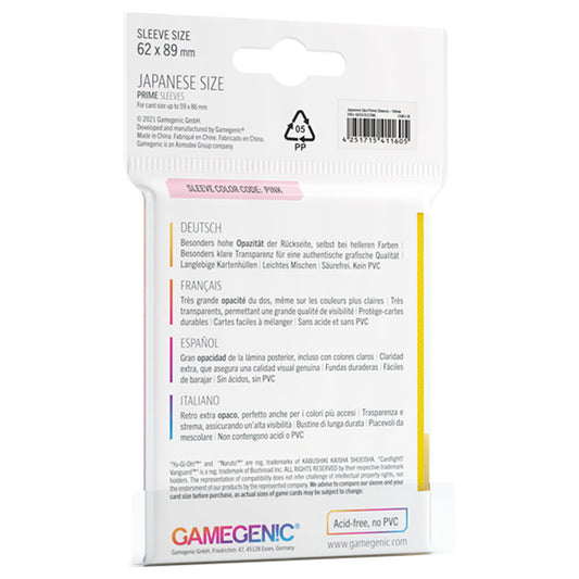PRIME Japanese Sized Sleeves Yellow - Bọc bài Kích thước Nhật Bản - Gamegenic