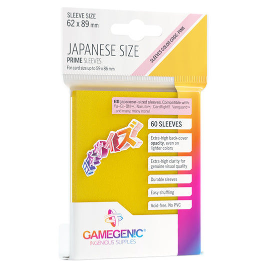 PRIME Japanese Sized Sleeves Yellow - Bọc bài Kích thước Nhật Bản - Gamegenic