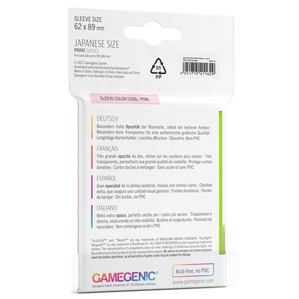 PRIME Japanese Sized Sleeves Lime - Bao thẻ Kích thước Nhật Bản - Gamegenic - Hình ảnh chi tiết 2