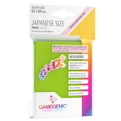 PRIME Japanese Sized Sleeves Lime - Bao thẻ Kích thước Nhật Bản - Gamegenic - Hình ảnh sản phẩm