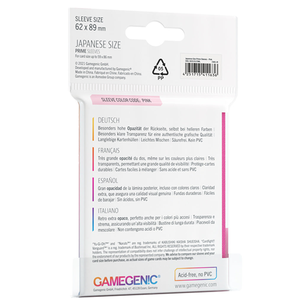 PRIME Japanese Sized Sleeves Pink - Bọc bài bảo vệ thẻ bài Size Japanese - Gamegenic - Hình ảnh chi tiết 2