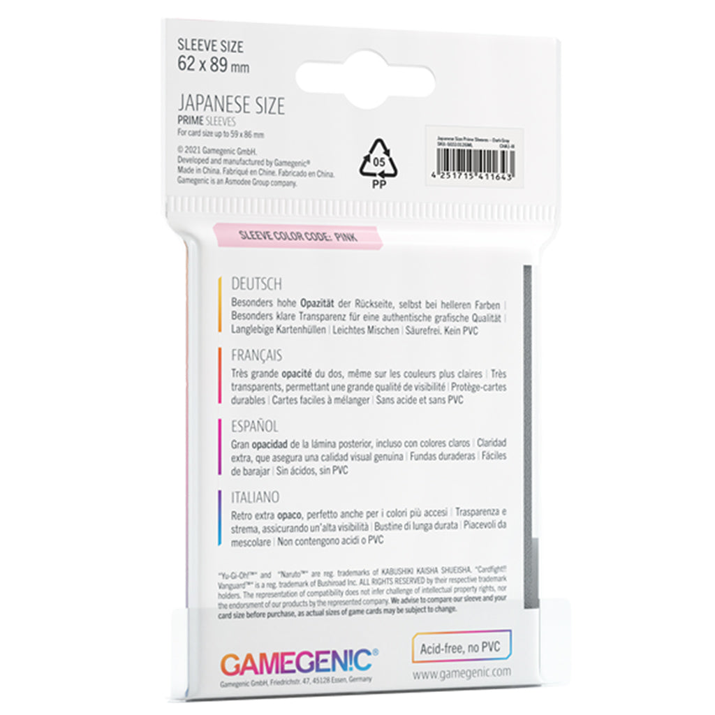 PRIME Japanese Sized Sleeves Dark Gray - Bọc bài bảo vệ thẻ bài - Gamegenic - Hình ảnh chi tiết 2