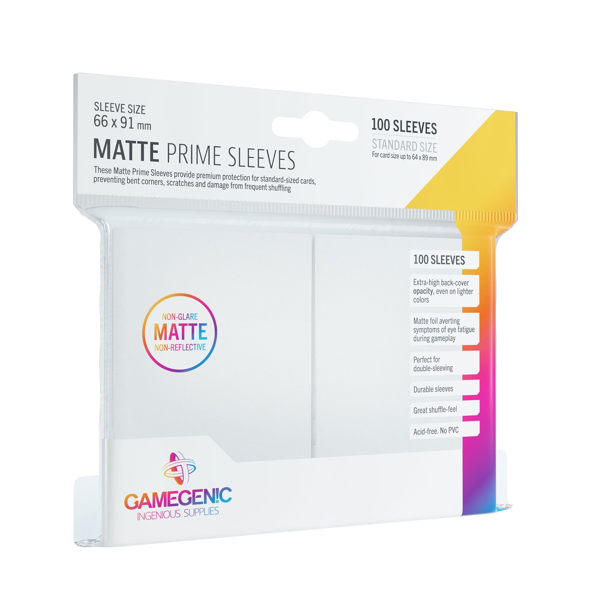 MATTE Prime Sleeves: White - Bọc bài thẻ bài Standard Size - Gamegenic - Hình ảnh sản phẩm
