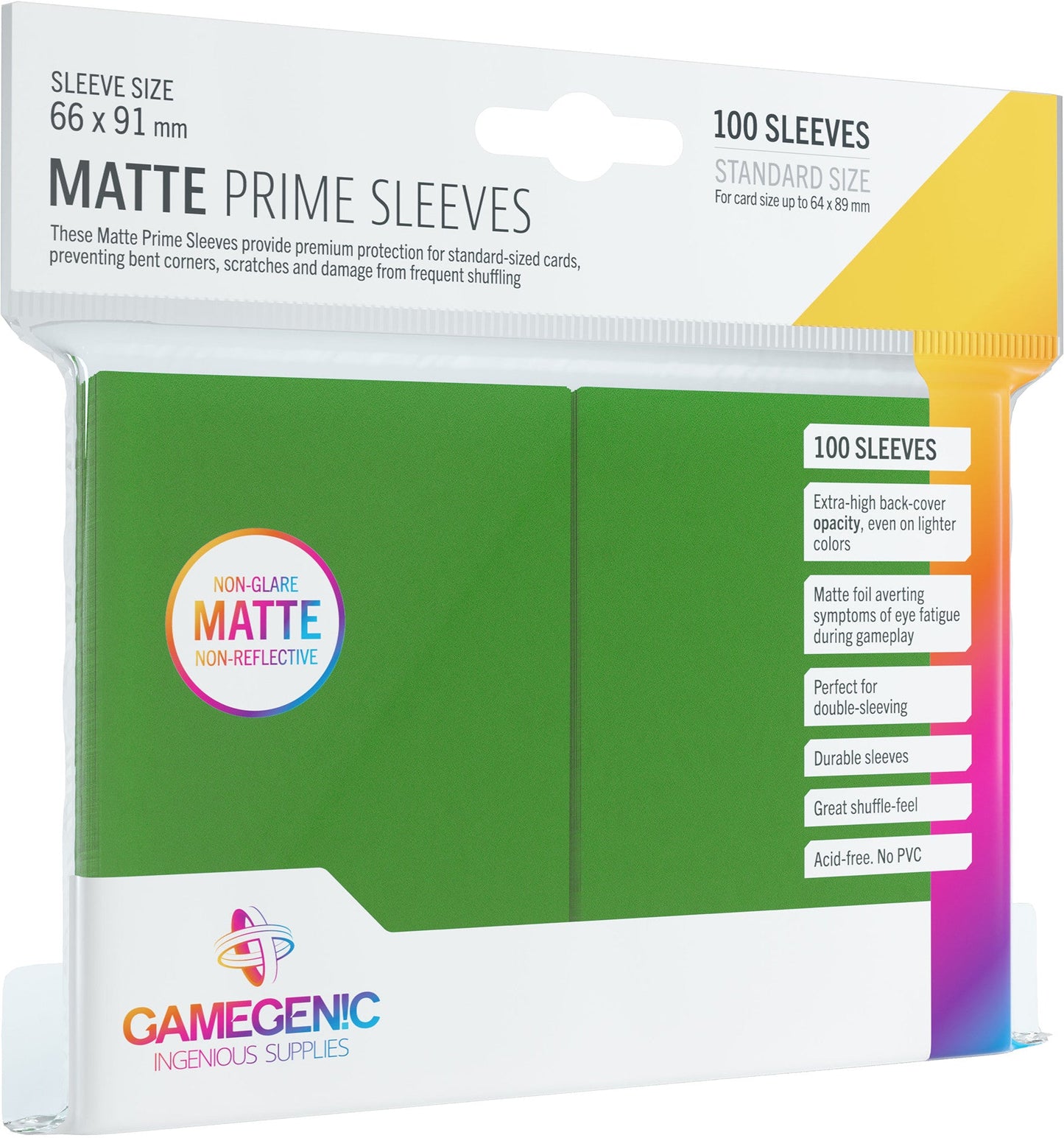 MATTE Prime Sleeves: Green - Bọc bài bảo vệ cao cấp - Gamegenic - Hình ảnh sản phẩm