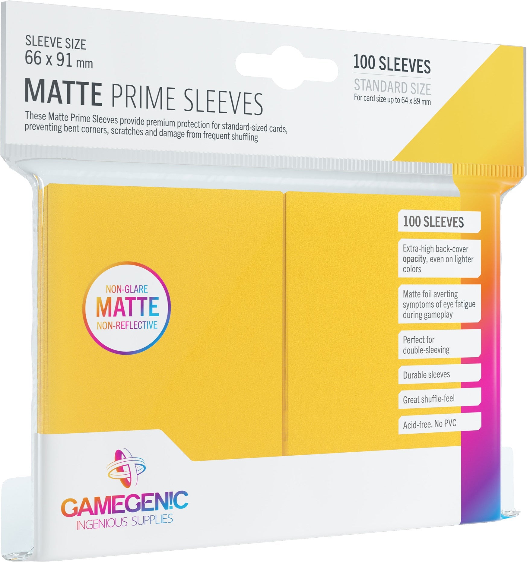MATTE Prime Sleeves: Yellow - Bọc bài cao cấp cho thẻ bài TCG - Gamegenic - Hình ảnh sản phẩm