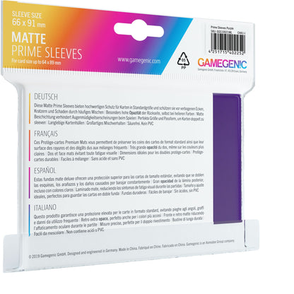 MATTE Prime Sleeves: Purple - Bọc bài Bảo vệ Thẻ bài Cao cấp - Gamegenic - Hình ảnh chi tiết 2