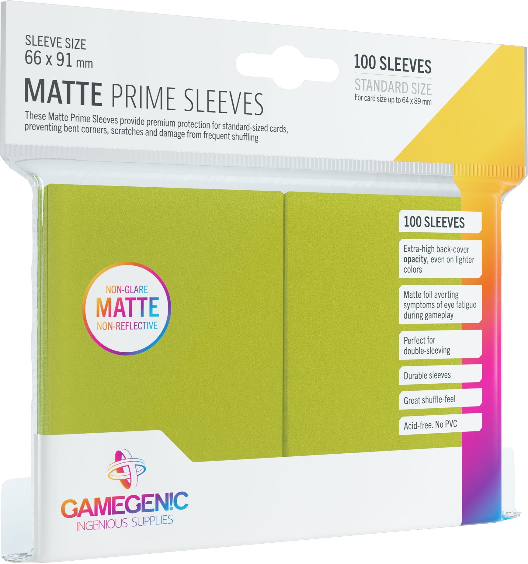 MATTE Prime Sleeves: Lime - Bọc Bài Bảo Vệ Thẻ Bài Cao Cấp - Gamegenic - Hình ảnh sản phẩm