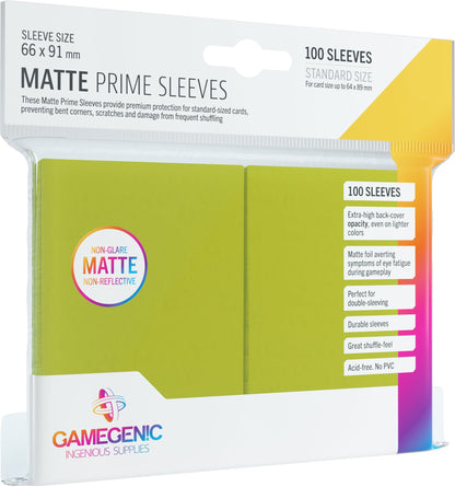 MATTE Prime Sleeves: Lime - Bọc Bài Bảo Vệ Thẻ Bài Cao Cấp - Gamegenic - Hình ảnh sản phẩm