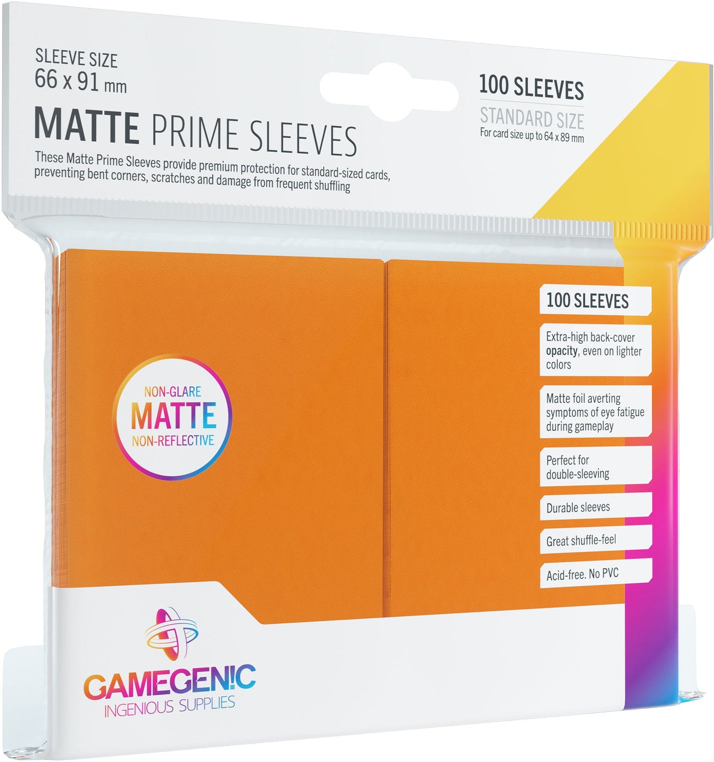 MATTE Prime Sleeves: Orange - Bọc Bài Cao Cấp Gamegenic - Hình ảnh sản phẩm