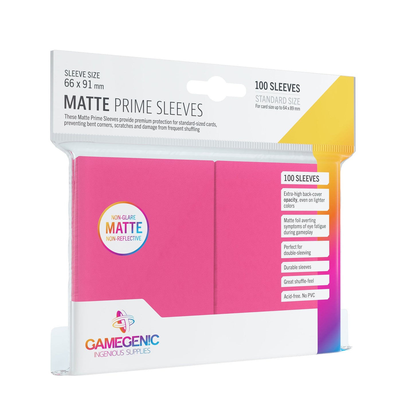MATTE Prime Sleeves: Pink - Bọc bài cao cấp - Gamegenic - Hình ảnh sản phẩm