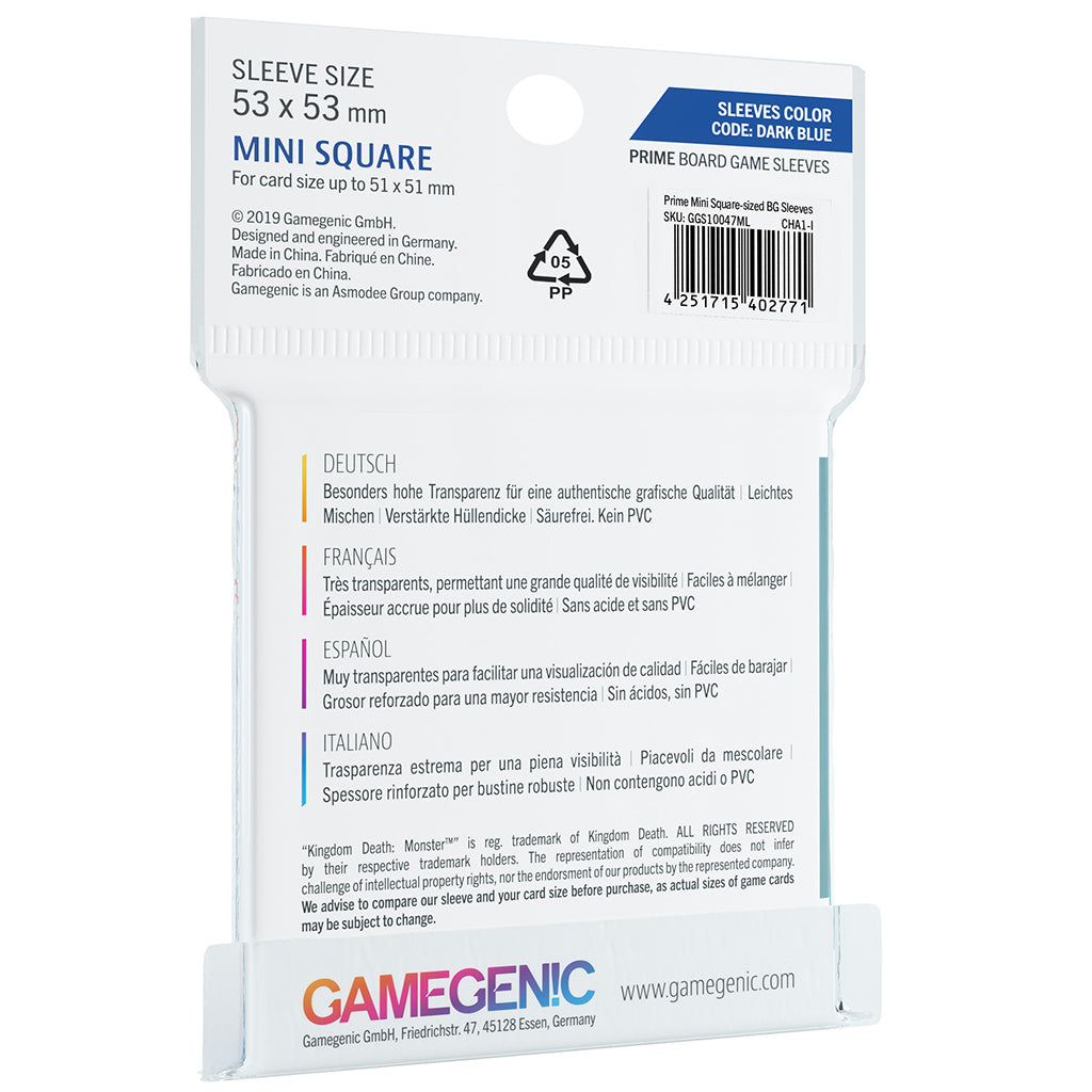 PRIME Sleeves: Mini-Square (53 x 53 mm) - Bọc Bài Board Game Cao Cấp - Gamegenic - Hình ảnh chi tiết 2