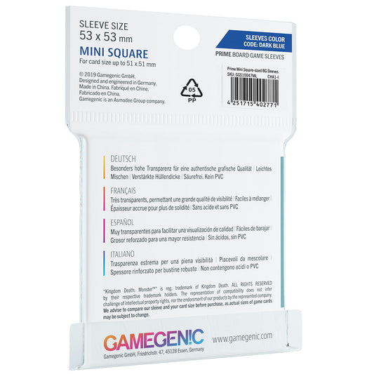PRIME Sleeves: Mini-Square (53 x 53 mm) - Bọc Bài Board Game Cao Cấp - Gamegenic