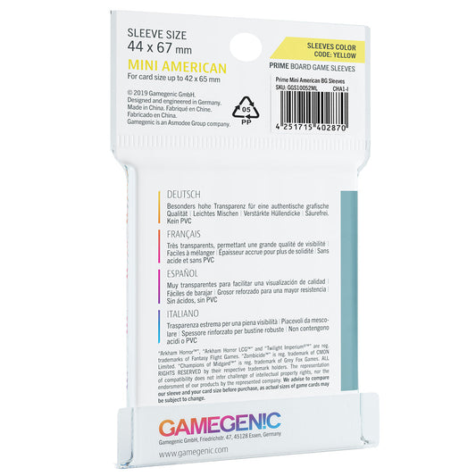 PRIME Sleeves: Mini American (44 x 67 mm) - Bọc bài Board Game Cao Cấp Gamegenic