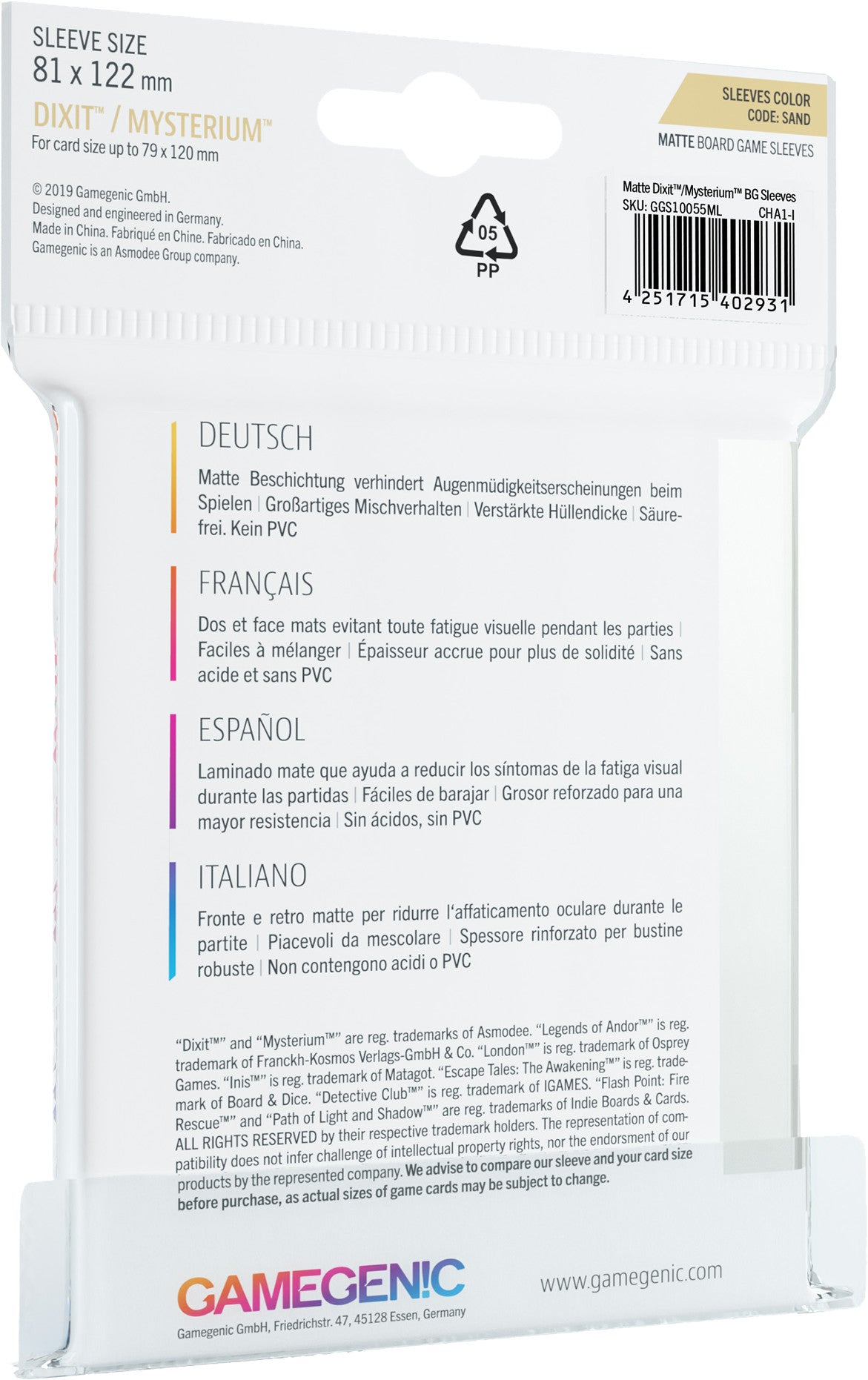 MATTE Sleeves: Dixit (81 x 122 mm) Bọc bài nhám cao cấp Gamegenic - Hình ảnh chi tiết 2
