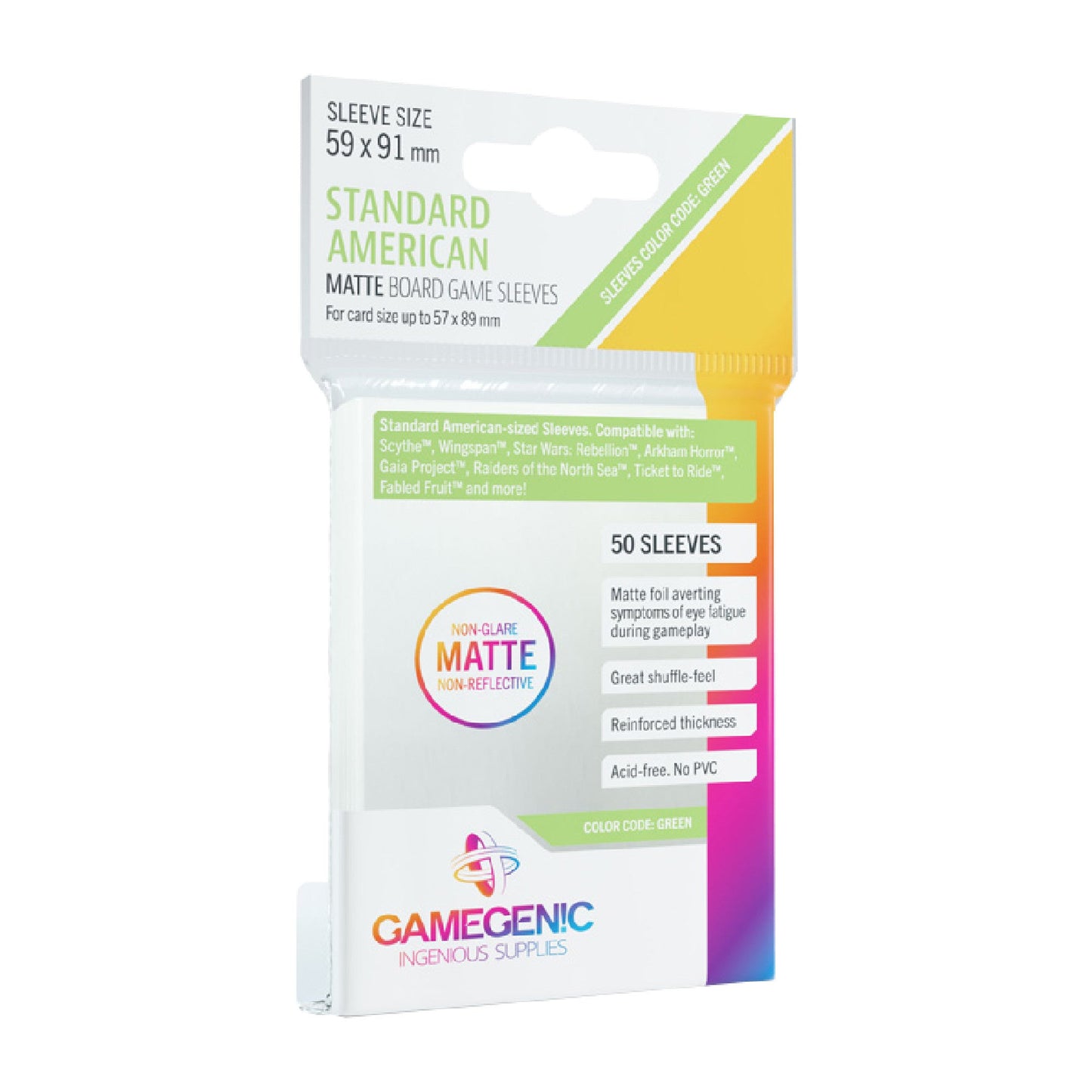 MATTE Sleeves: Standard American (59 x 91 mm) - Bọc Bài Mờ Cao Cấp - Gamegenic - Hình ảnh sản phẩm