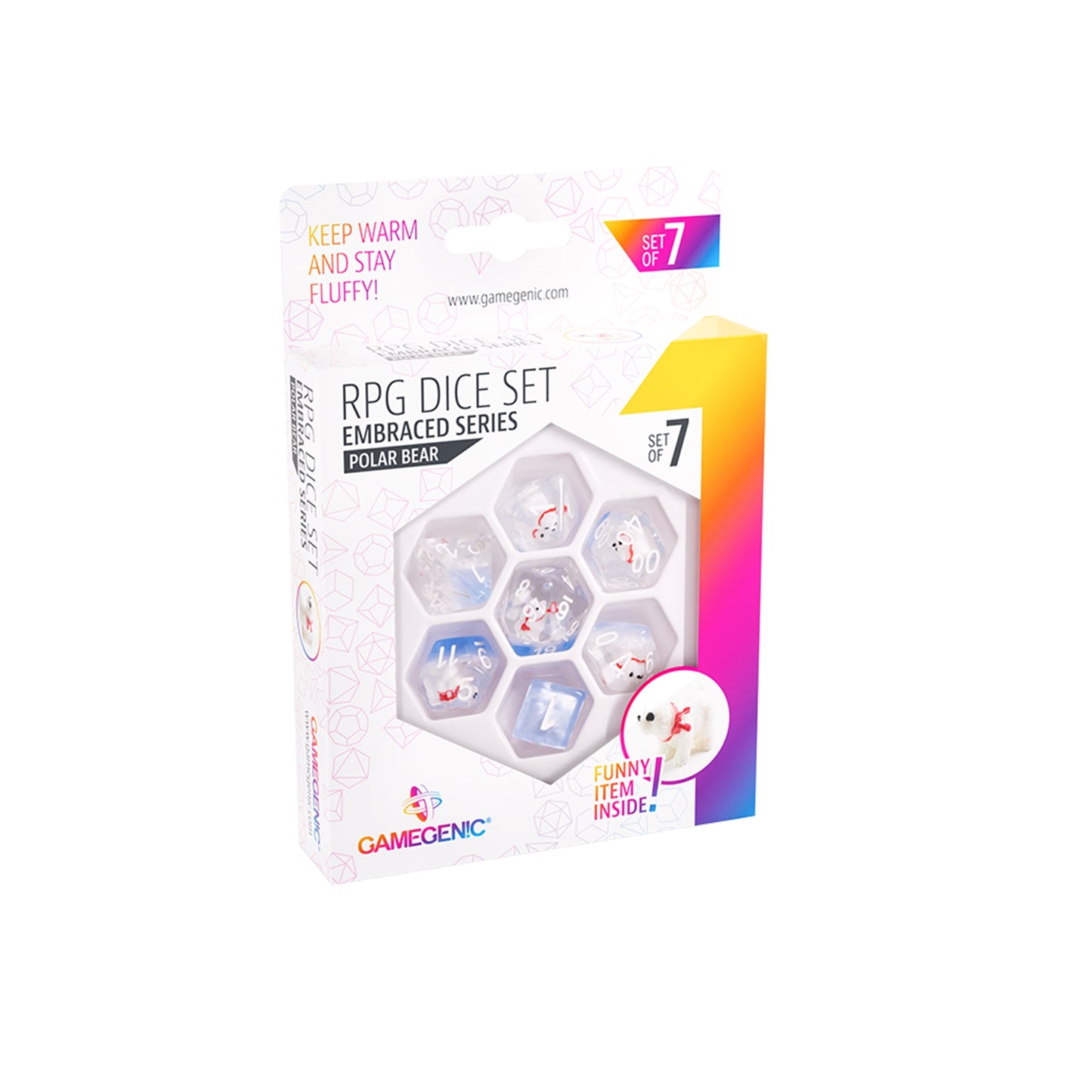 Embraced Series - Polar bear - RPG Dice Set (7pcs) - Bộ Xúc Xắc RPG Cao Cấp - Gamegenic