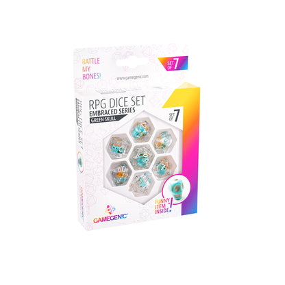 Embraced Series - Green Skull - RPG Dice Set (7pcs) - Bộ xúc xắc RPG cao cấp - Gamegenic