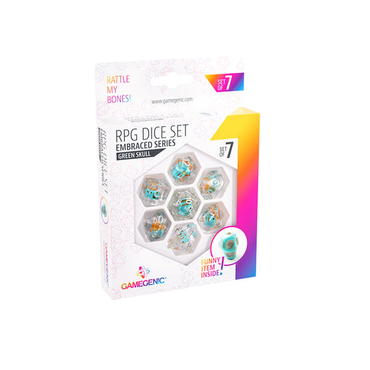 Embraced Series - Green Skull - RPG Dice Set (7pcs) - Bộ xúc xắc RPG cao cấp - Gamegenic