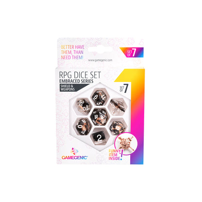 Embraced Series - Shield & Weapons - RPG Dice Set (7pcs) - Bộ xúc xắc nhập vai cao cấp - Gamegenic