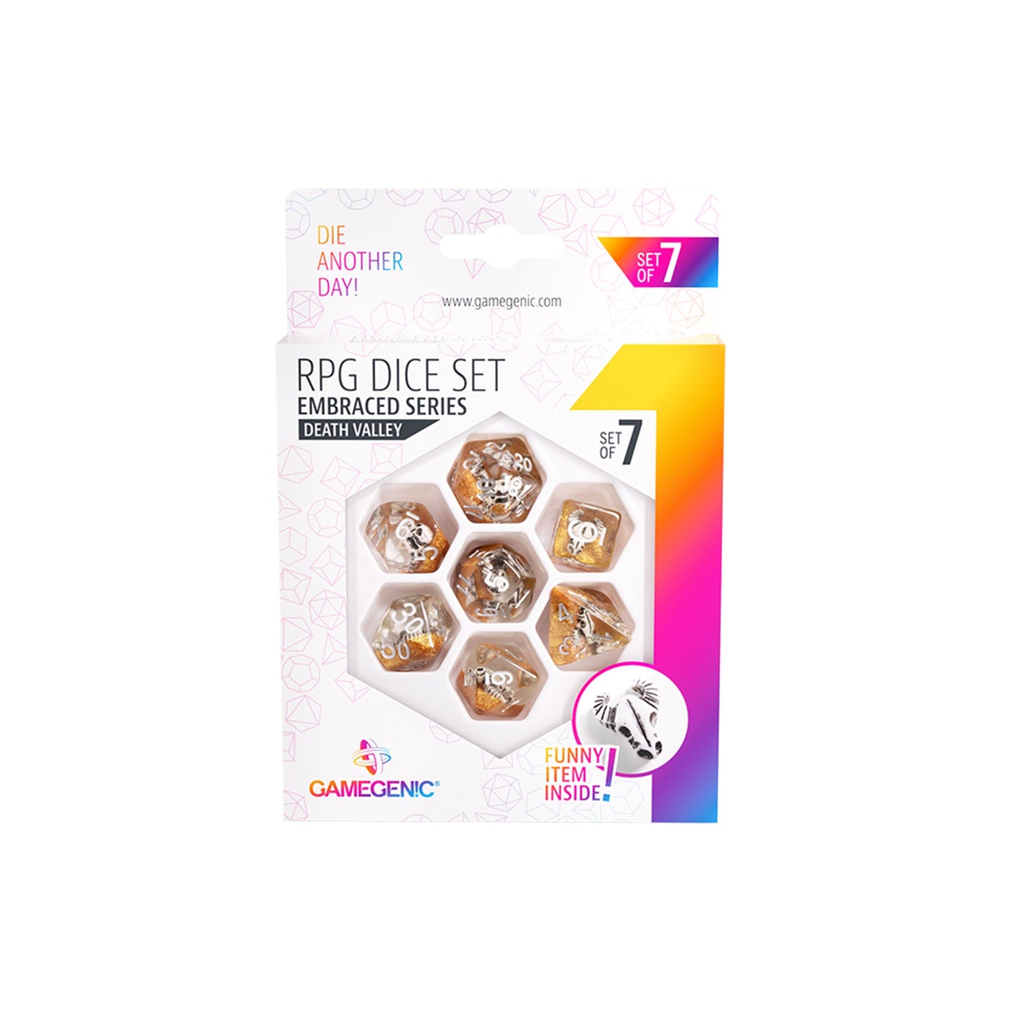 Embraced Series - Death Valley - RPG Dice Set (7pcs) - Bộ xúc xắc RPG cao cấp - Gamegenic - Hình ảnh chi tiết 2