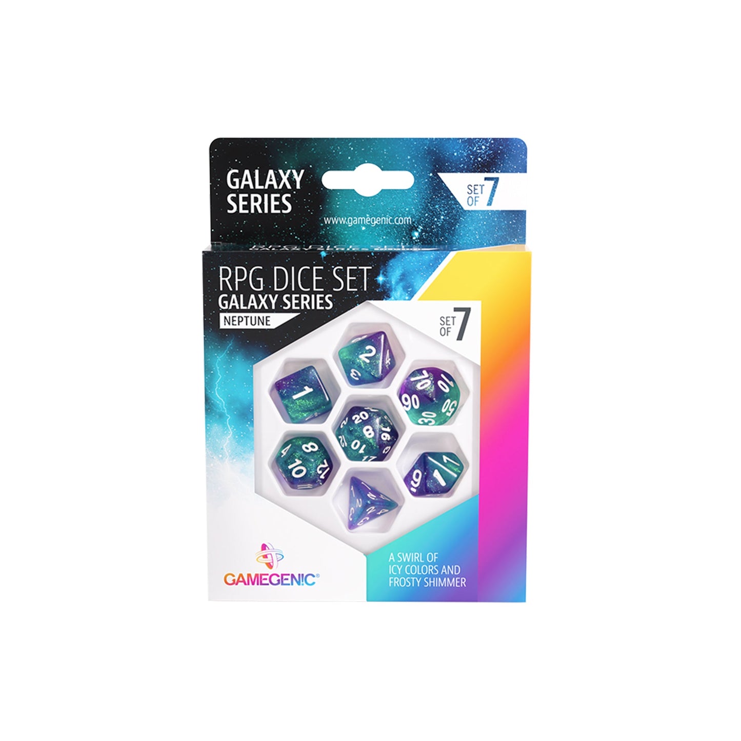 Galaxy Series - Neptune - RPG Dice Set (7pcs) - Bộ xúc xắc RPG cao cấp - Gamegenic
