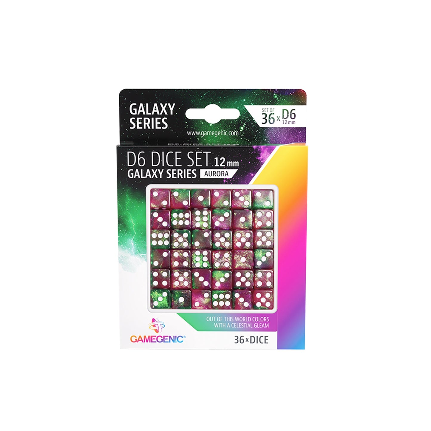 Galaxy Series - Aurora - D6 Dice Set 12 mm (36 pcs) - Bộ xúc xắc 6 mặt cao cấp - Gamegenic