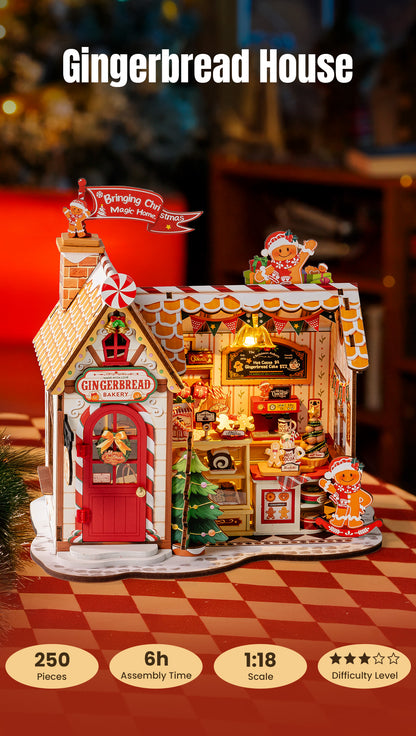 Rolife Gingerbread House DIY Miniature House DG176 - Mô hình nhà gỗ DIY Tiệm bánh gừng - Robotime