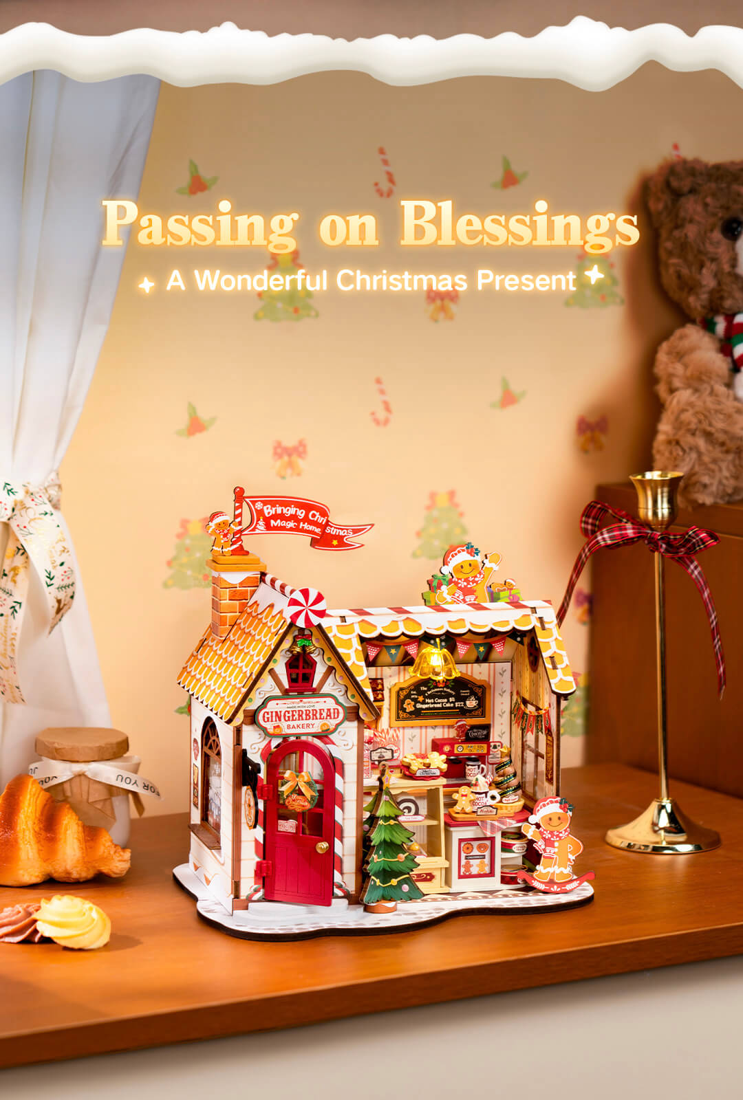 Rolife Gingerbread House DIY Miniature House DG176 - Mô hình nhà gỗ DIY Tiệm bánh gừng - Robotime