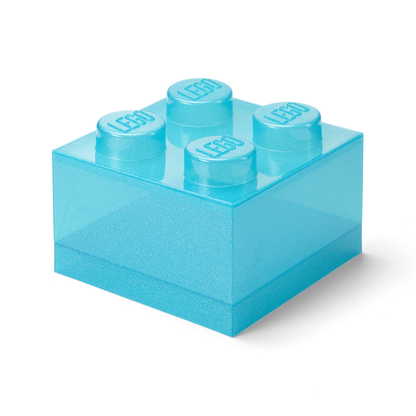 Lego Storage Brick 4 Top Lid - Glitter Light Blue Hộp Lưu Trữ Đồ Chơi LEGO 4 Nút - Hình ảnh chi tiết 2