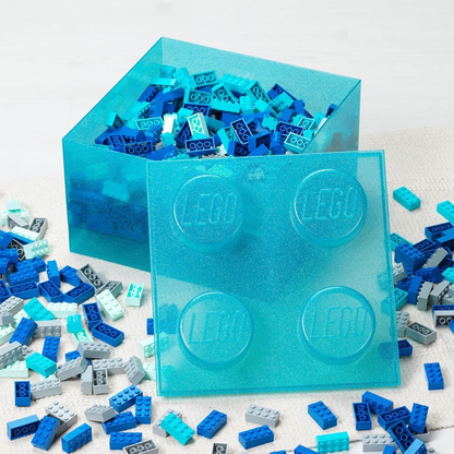 Lego Storage Brick 4 Top Lid - Glitter Light Blue Hộp Lưu Trữ Đồ Chơi LEGO 4 Nút - Góc nhìn khác 3