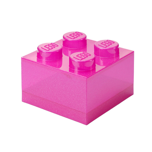 Lego Storage Brick 4 Top Lid - Glitter Medium Violet - Hộp Lưu Trữ 4 Nút Màu Tím Kim Tuyến LEGO - Hình ảnh chi tiết 2