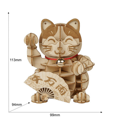 Rolife Modern 3D Wooden Puzzle - Plutus Cat TG303 - Mô Hình Gỗ 3D Mèo Chiêu Tài - Rolife