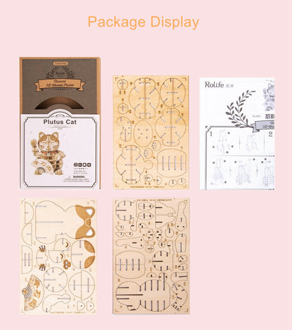 Rolife Modern 3D Wooden Puzzle - Plutus Cat TG303 - Mô Hình Gỗ 3D Mèo Chiêu Tài - Rolife