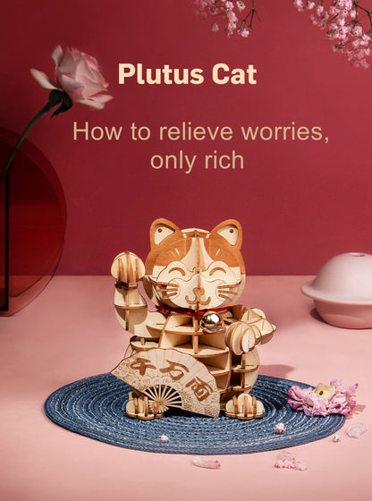 Rolife Modern 3D Wooden Puzzle - Plutus Cat TG303 - Mô Hình Gỗ 3D Mèo Chiêu Tài - Rolife