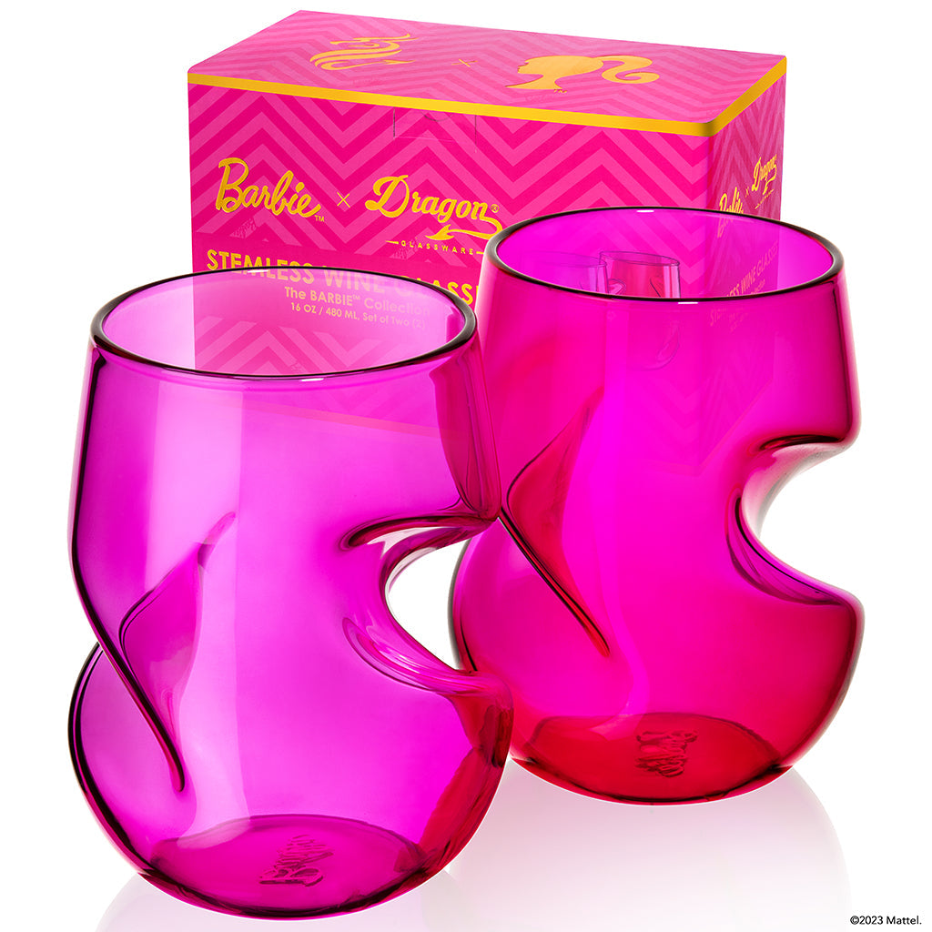 Barbie™ X Dragon Glassware® Stemless Wine Glasses | Bộ 2 Ly Rượu Vang Pha Lê Cao Cấp | Dragon Glassware Dragon Glassware - ản