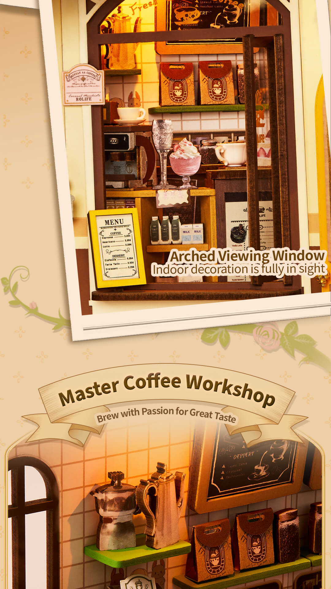 Rolife DIY Book Nook Shelf Insert - Holiday Cafe TGB15 - Mô hình lắp ráp kệ sách 3D - Rolife