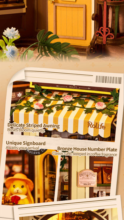 Rolife DIY Book Nook Shelf Insert - Holiday Cafe TGB15 - Mô hình lắp ráp kệ sách 3D - Rolife