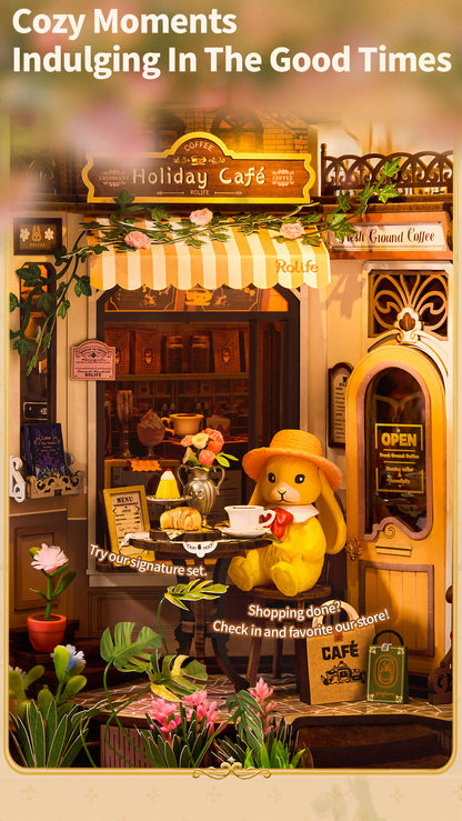 Rolife DIY Book Nook Shelf Insert - Holiday Cafe TGB15 - Mô hình lắp ráp kệ sách 3D - Rolife