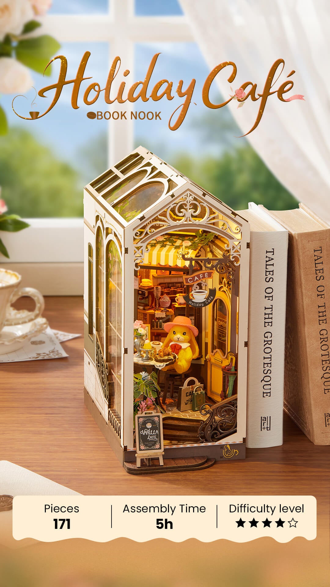 Rolife DIY Book Nook Shelf Insert - Holiday Cafe TGB15 - Mô hình lắp ráp kệ sách 3D - Rolife