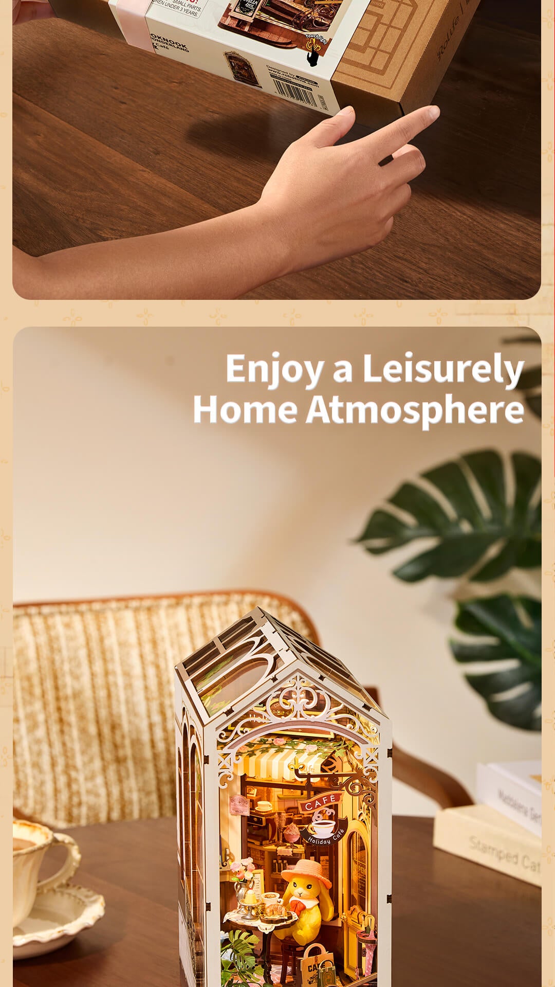 Rolife DIY Book Nook Shelf Insert - Holiday Cafe TGB15 - Mô hình lắp ráp kệ sách 3D - Rolife